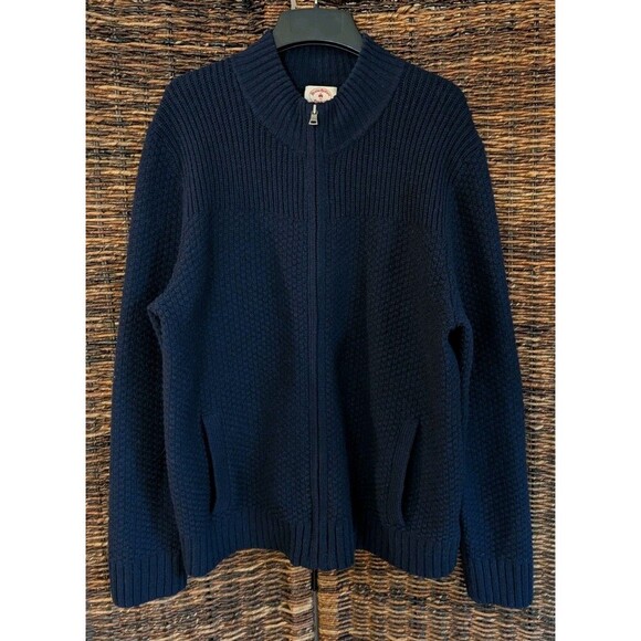 Brooks Brothers Red Fleece Wool Cardigan Sweater Full Zip Up Front Men's Large - Picture 1 of 10